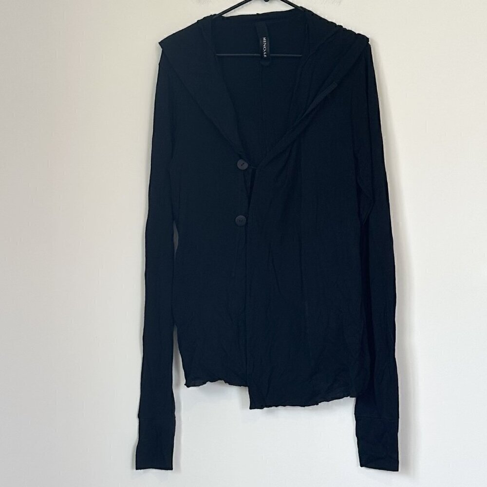 Minoar Black Lightweight Wool Hooded Cardigan - Size: Medium